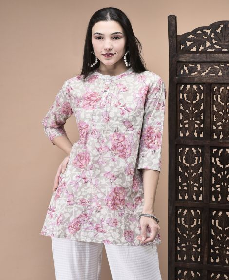 Shree Women Cotton Multicolor Floral Print Tunic